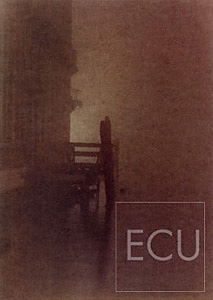 Color photo of the Grand Canal and Gritti Palace in Venice at night taken in the fog in winter in Italy